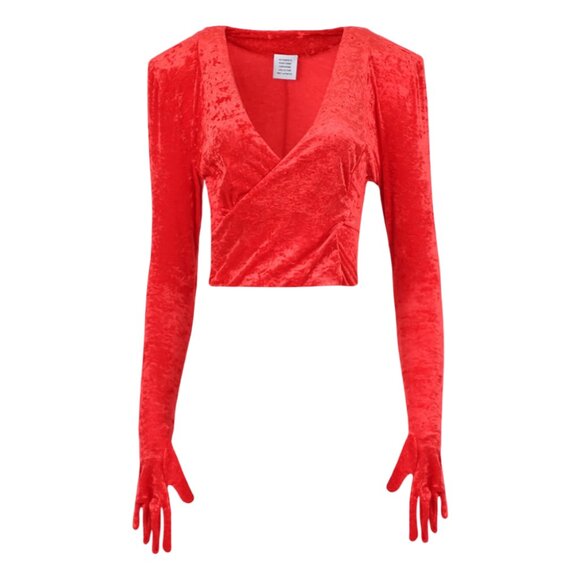 Vetements Tops - VETEMENTS Gloved Velvet Dynasty Top Red